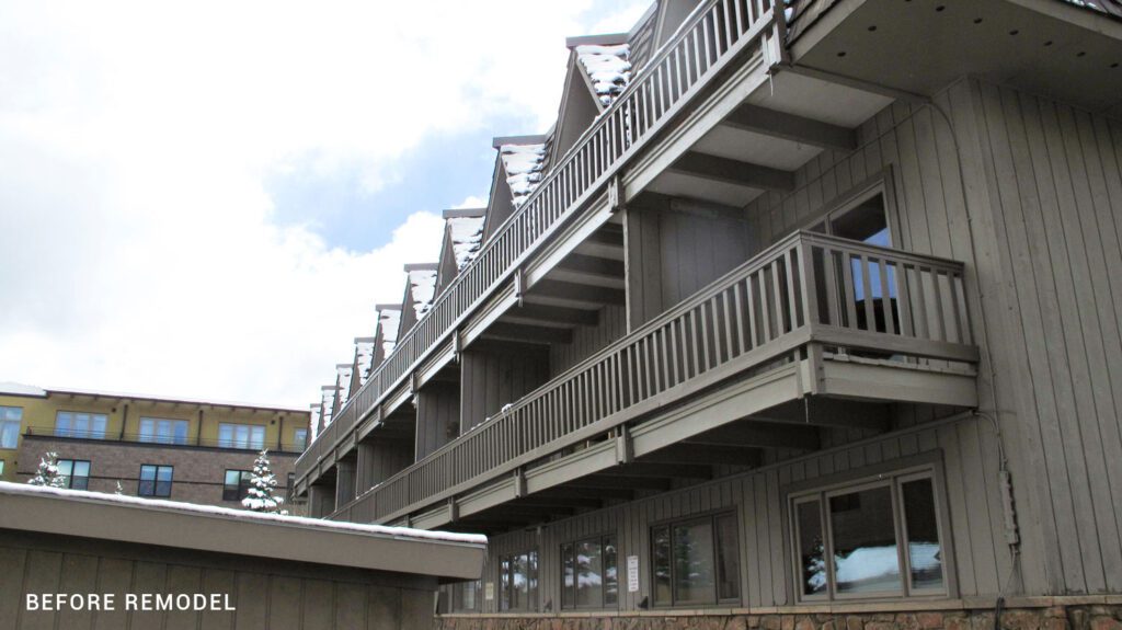 Exterior side view Aspen Condominiums prior to remodel